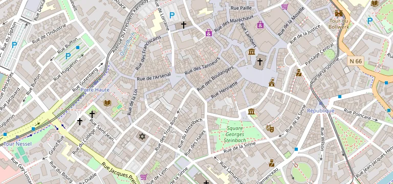 Aperçu du quartier de l'épicerie Asiafro, 72 Rue Franklin à Mulhouse